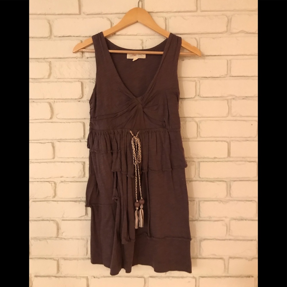 Sleeveless Knit tiered dress w/tassels